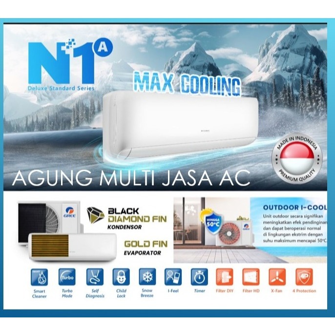 AC GREE 0.75 PK SUDAH PASANG DAN ANTAR TYPE GWC 07 N1A KONDENSOR BLACKFIN