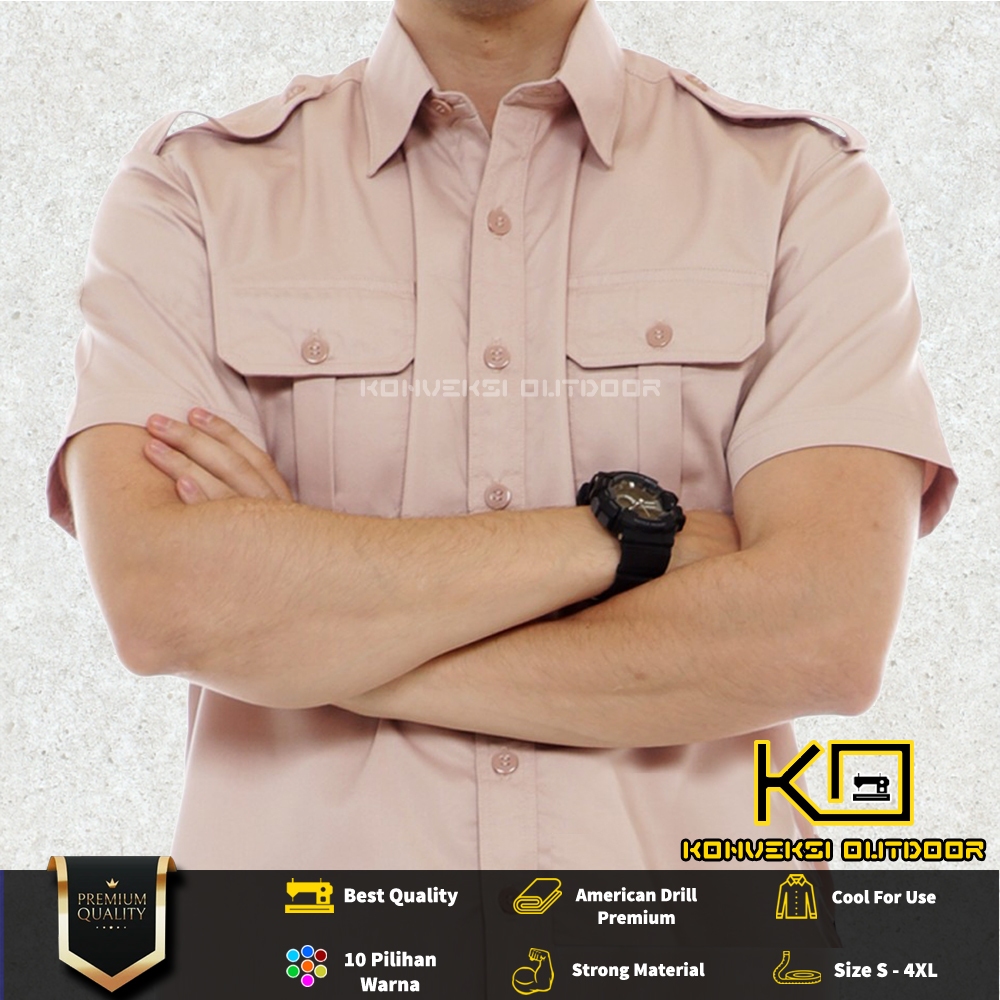 BAJU KEMEJA LAPANGAN SERAGAM ATASAN PDL PDH OUTDOOR LENGAN PENDEK - Pakaian Kerja Kantor Group Cargo