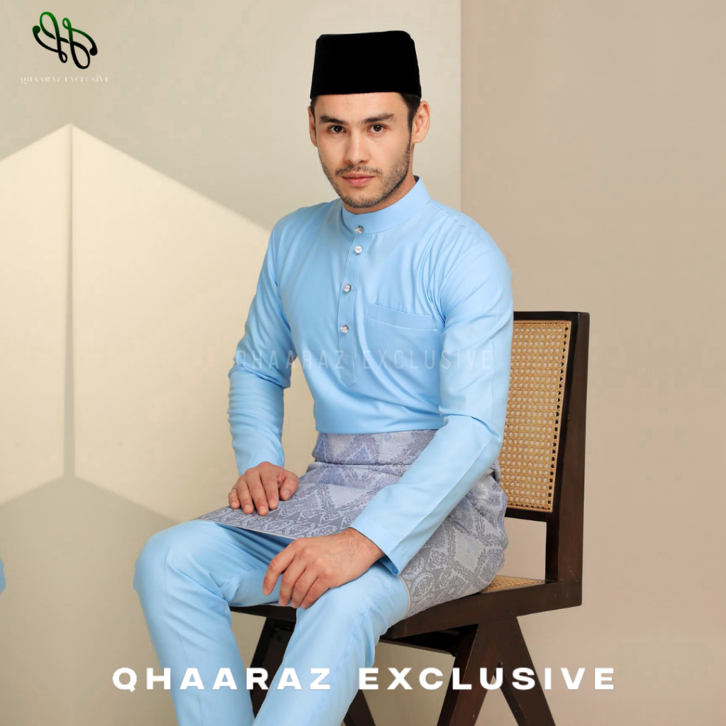 Raffan Baju Melayu Pria Setelan Koko Muslim Modern Bahan Katun Toyobo Satu Set Pakaian Kurta Cekak M