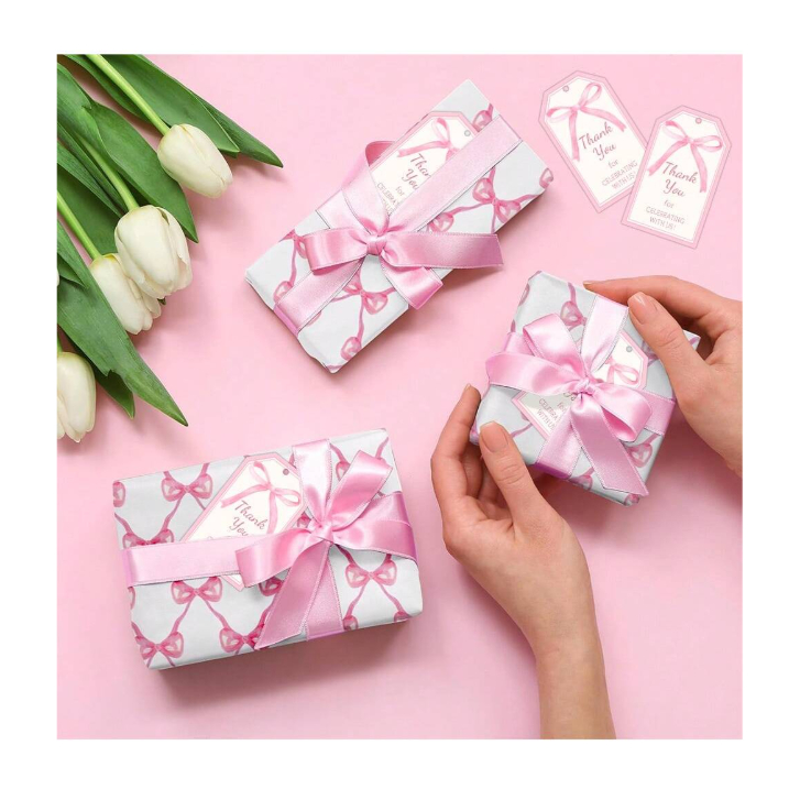 

Pink Bow Thank You Tags Pink Bow Theme Thank You Label Gift Wrapping "Thank You For Celebrating With