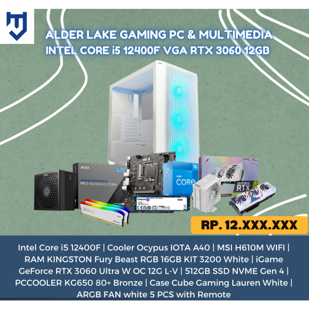 PC GAMING MULTIMEDIA Intel Core i5 12400F with RTX 3060 iGame White
