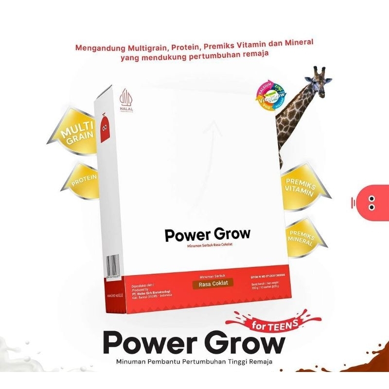

SUSU POWER GROW ORIGINAL 100%ASLI PT BEST TEEN & KIDS SUSU PENINGGI BADAN REMAJA & ANAK 1 Box isi 10 sachet