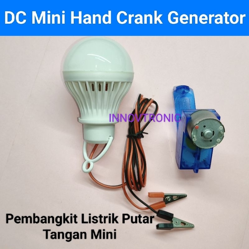 Mini DC Hand Crank Generator Pembangkit Listrik Tegangan DC Putar Tangan