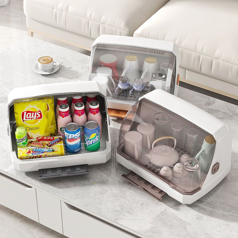 E.Baystore - Rak Piring Plastik Besar Rak Pengering Piring Tertutup Rak Sendok Garpu Dapur Serbaguna