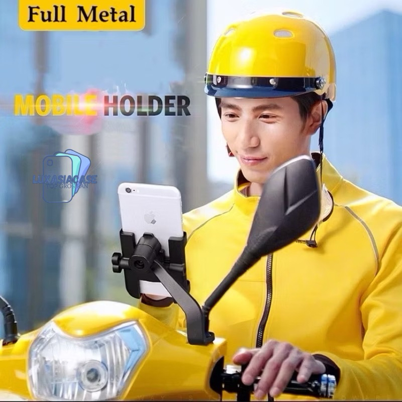 Holder HP Motor Besi Di Spion Motor / Stand Holder HP Motor Besi C2