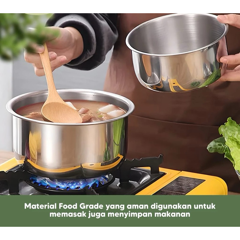 Panci India Set 5pcs - Panci Beranak - Panci Stainless 5 Susun - Panci Stock Pot India - Panci Viral