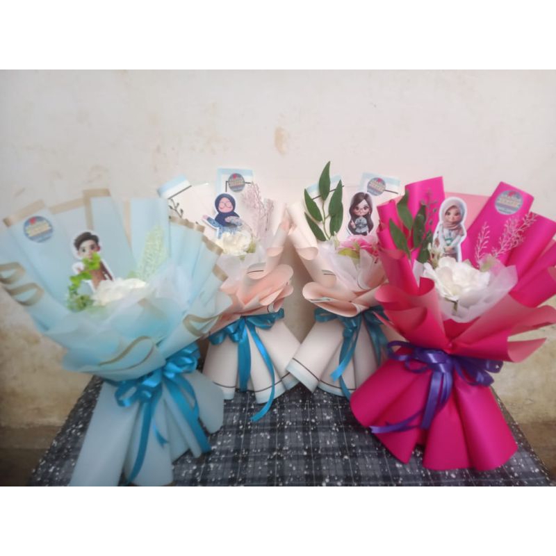 Bunga buket / bouket mini bisa request ucapan gak harus guru