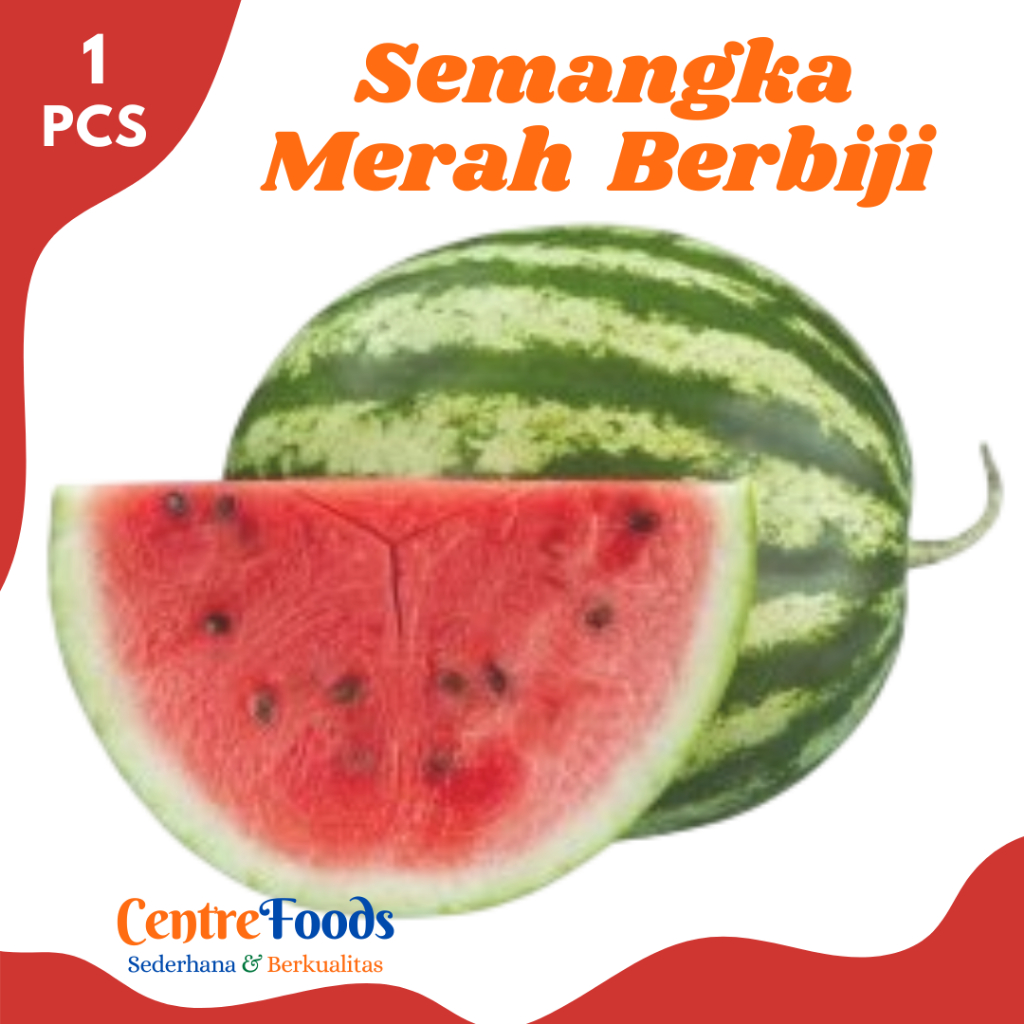 SEMANGKA MERAH Berbiji - Buah Semangka Merah Berbiji Fresh | 1 Buah - Berat 5-6 Kg [ Harga Per PCS ]