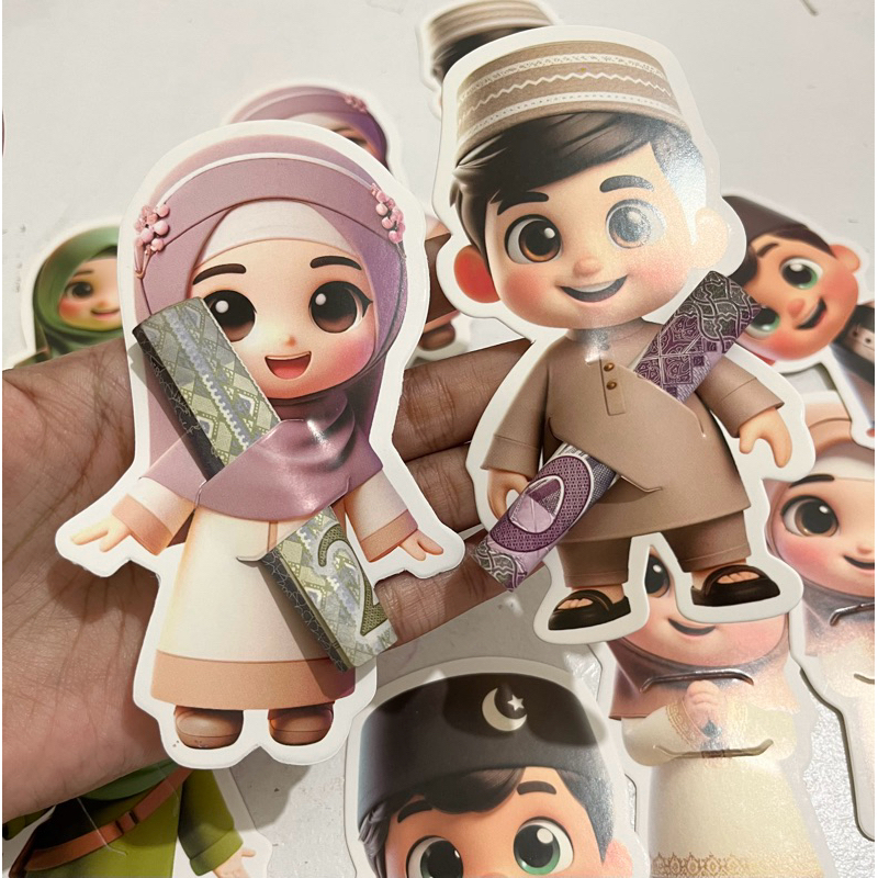 

(isi 10pcs) AMPLOP THR LEBARAN KARAKTER 3D ANAK MUSLIM