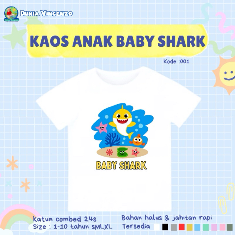 kaos anak baby shark kaos babyshark kaos ulang tahun baby shark kaos happy birthday babyshark custom