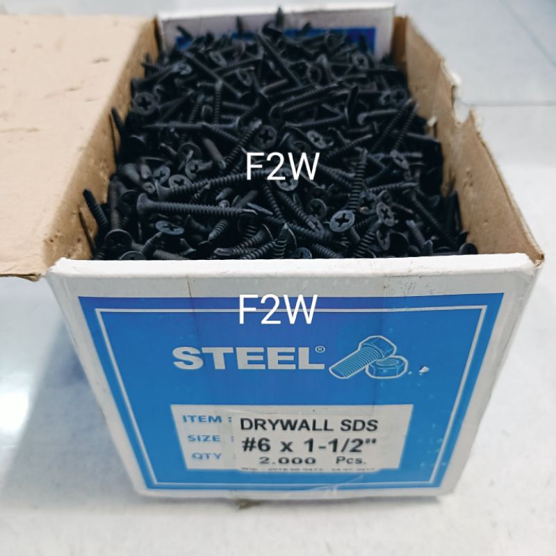 SEKRUP SDS GYPSUM 6X1-1/2" STEEL SKRUP GIPSUM HITAM SDS DRYWALL DRILLING SCREW 4CM