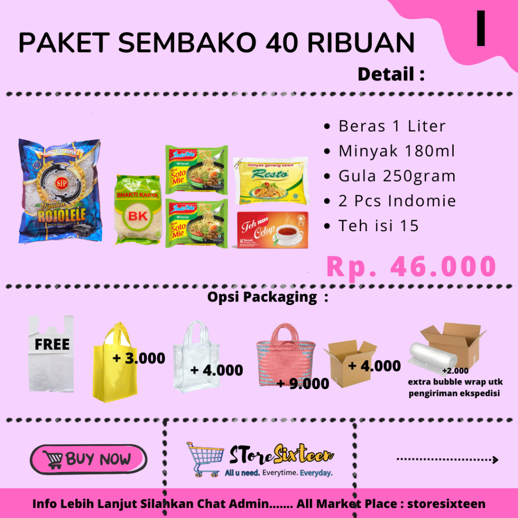 

Paket Sembako Murah 40 Ribuan I / Paket Sembako Murah By Storesixteen