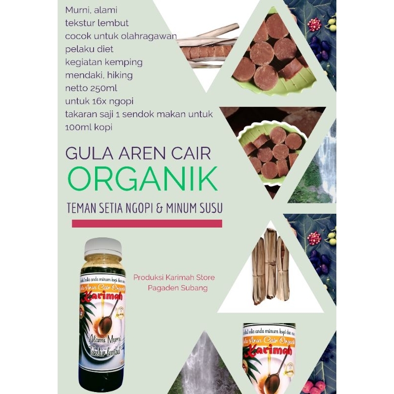 

Karimah Gula Aren Cair Organik murni indek glikemik rendah berupa syrup