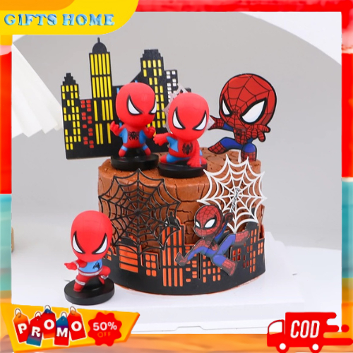 Cake Topper Dekorasi Hiasan Kue Ulang Tahun Tema Superhero Karakter Spiderman