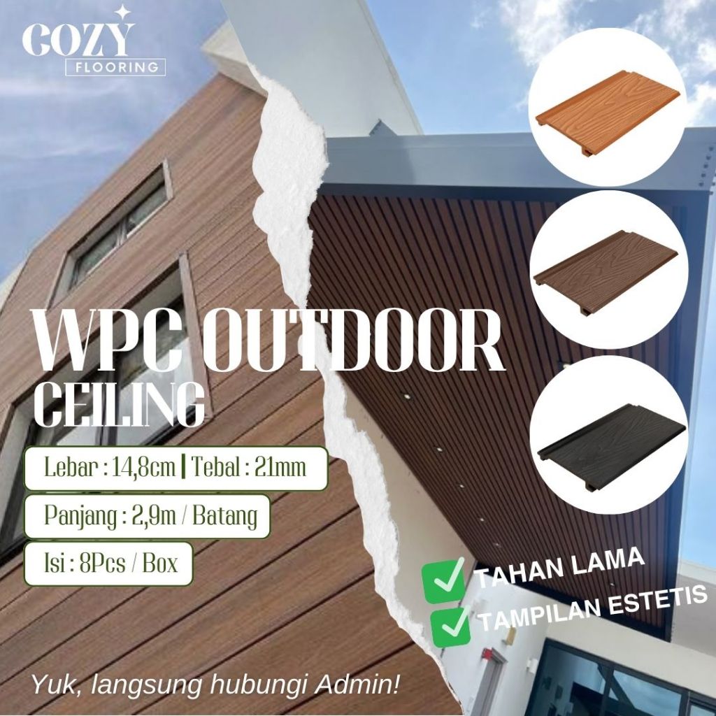 WPC Outdoor ceiling motif serat kayu | dinding / plafond wpc
