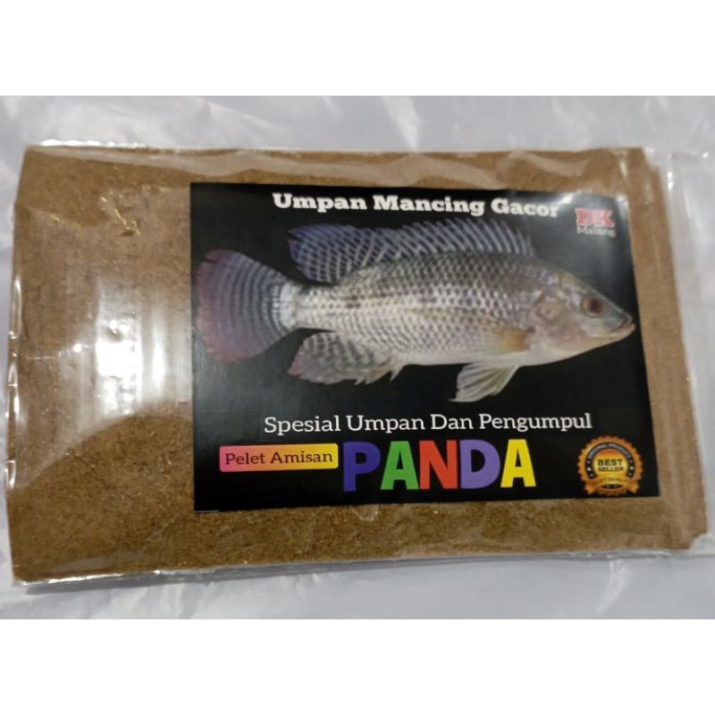 Pelet Amisan PANDA DK. Spesial umpan dan Pengumpul ikan NILA dan Ikan Mas Tombro. 150 gram