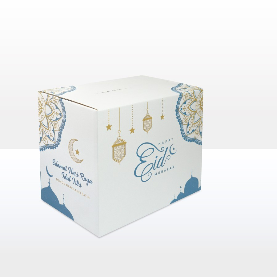 

( 5 Pcs ) Box Hampers Bingkisan Idul Fitri Kardus Parcel Sembako Lebaran Edisi Biru Eid Mubarak Size 40x28x32 cm