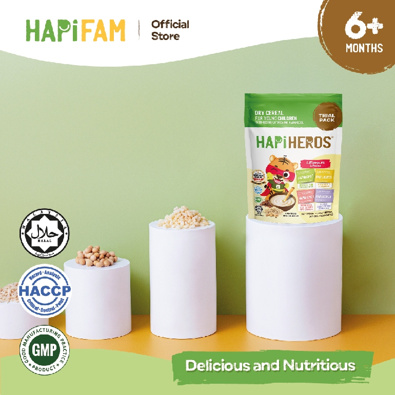 Hapiheros Trial Pack - Bubur Mpasi Instan Bayi 6Bulan+(20Gx4 Pcs) (Tanpa Maltodextrine, Tanpa