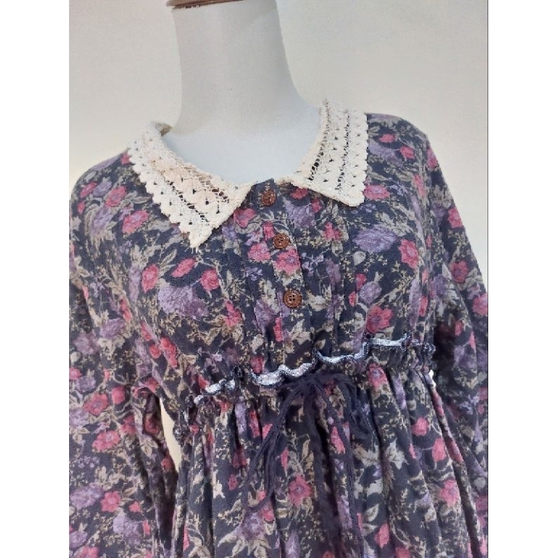 Dress flower kerah korea