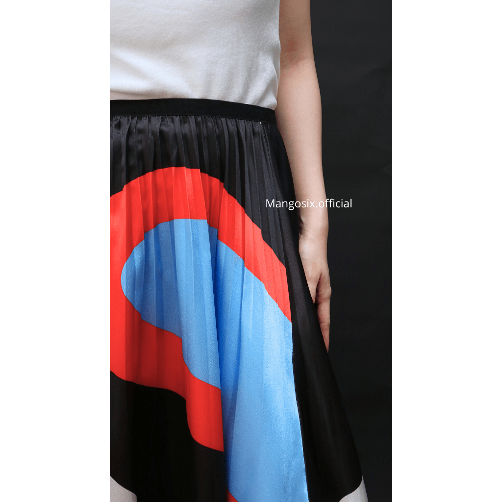 Rok Plisket Satin Motif 0666-13/Rok Plisket Wanita/Rok Plisket Import