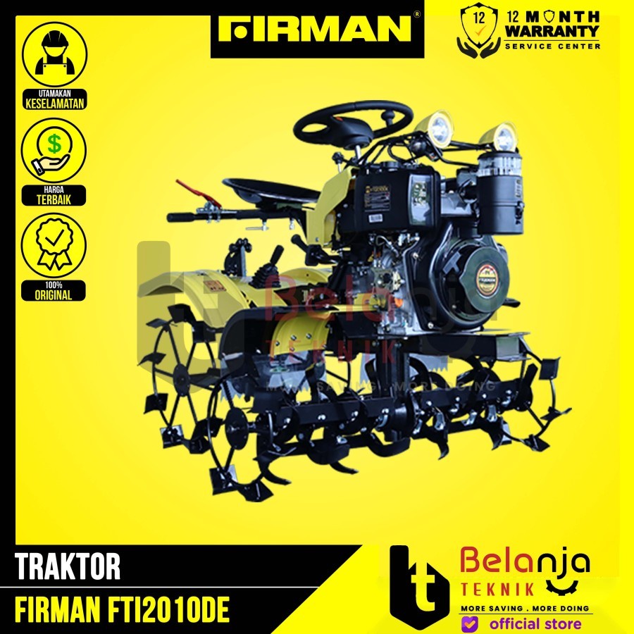 Firman Traktor FTI2010DE Mini Bajak Sawah Dan Ladang 4 Roda Diesel FTI 2010 DE Elektrik Stater