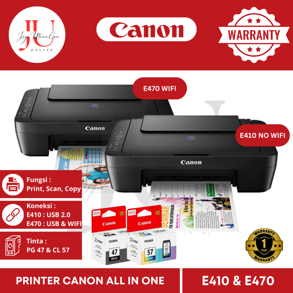 Printer Canon Pixma E410 (Print Scan Copy) Original Printer E 410 / Canon E-410 No Wireless /