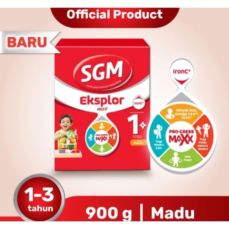 SGM Eksplor 1+ dengan IronC Susu Pertumbuhan Rasa Madu 900GR // SGM eksplor 1 plus madu 900gr