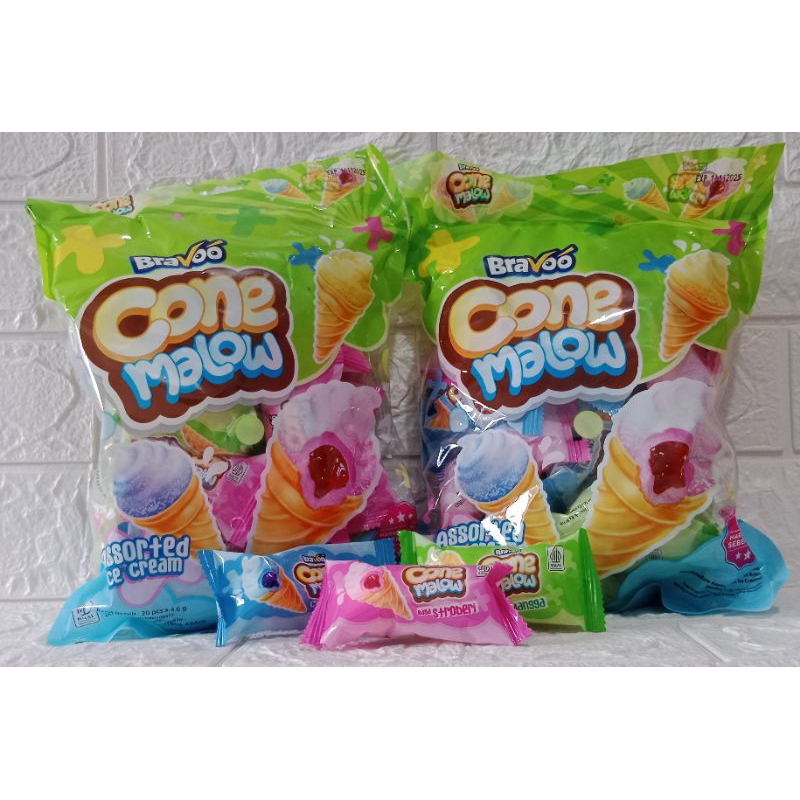 

Permen Marsh Mallow Isi 20 Pcs Bravoo Cone Permen