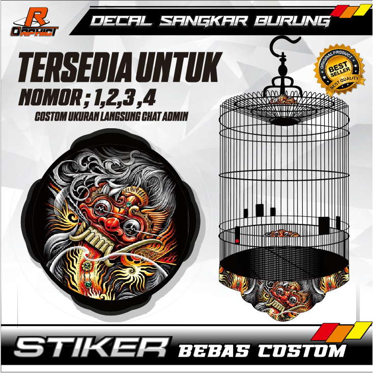STICKER DECAL SANGKAR barong KANDANG BURUNG STIKER MURAH UKURAN BESAR KECIL NO 1 2 3 UNTUK MURAI KAC