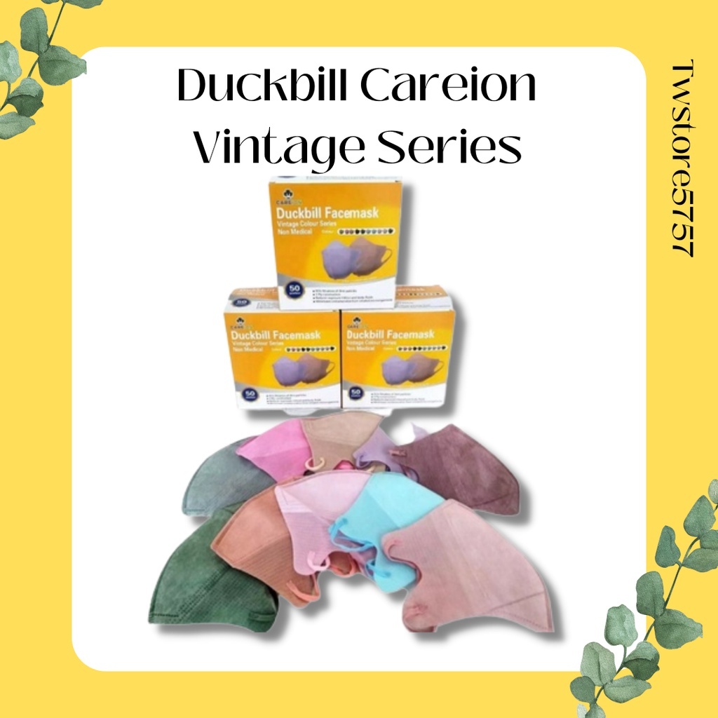 MASKER NONBOX CAREION DUCKBILL VINTAGE SERIES 3PLY ISI 50PCS