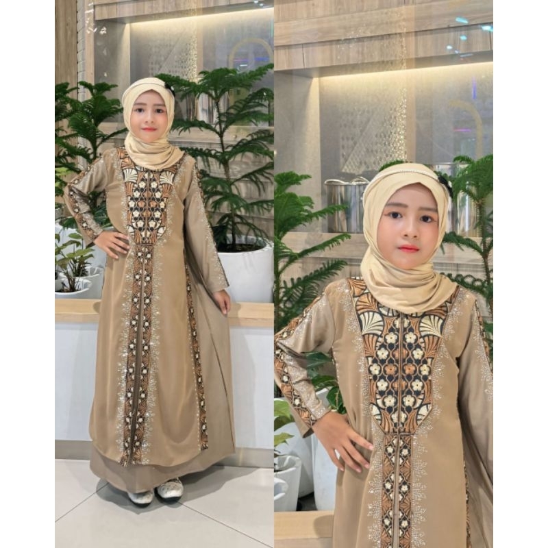Gamis Abaya Anak Renda Bordir Bunga Kipas Terupdate Varian Warna Best Seller