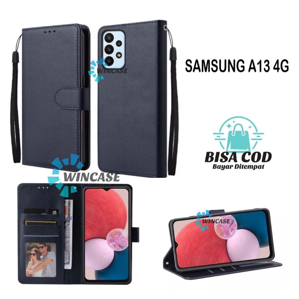Flip Case SAMSUNG A13 4G Leather Flip Cover Case Kulit - Casing Dompet Flip Case  Leather