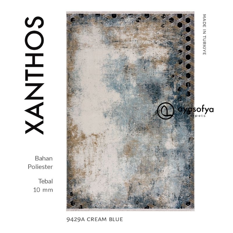 Karpet Xanthos Permadani Ruang Tamu Minimalis / Alas Meja 120x170 Blue