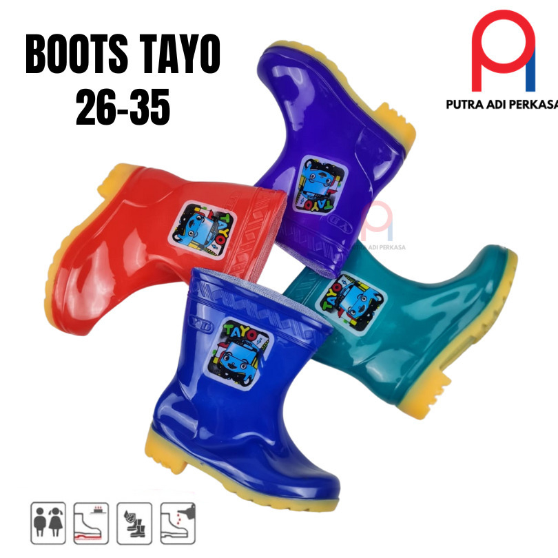 Sepatu Boots Anak Karet Glossy Tayo - Sepatu Boots Karet Glossy
