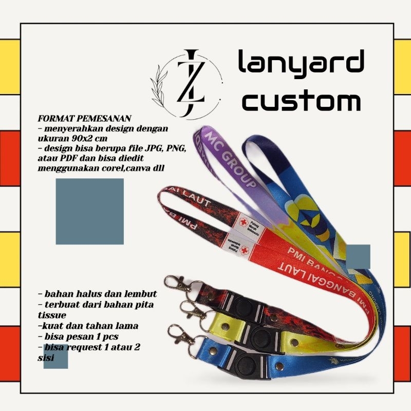 

(BISA SATUAN)TALI LANYARD CUSTOM PROSES 2-3 HARI/ Tali lanyard custom printing 2 sisi full color