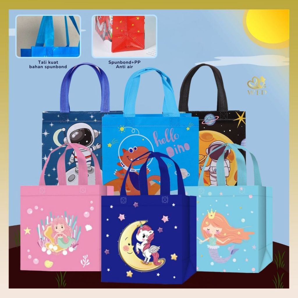 

WED Tas Hadiah Anak / Tas Souvenir Ulang Tahun Anak / Goodie Bag Hampers Ulang Tahun / Tas Spunbond Bingkisan Souvenir Anak PP41