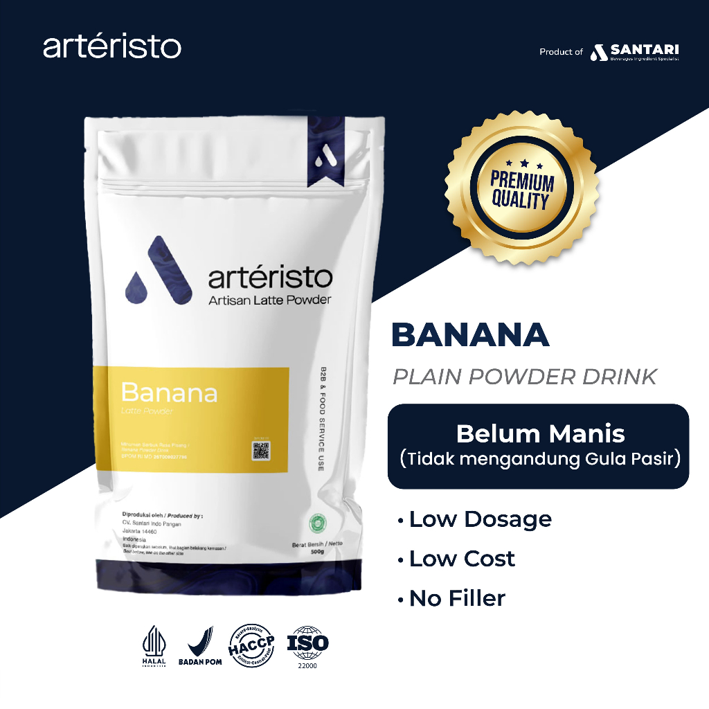 

ARTERISTO BANANA PREMIUM POWDER DRINK 500GR - TANPA GULA PASIR - Bubuk Minuman Instan