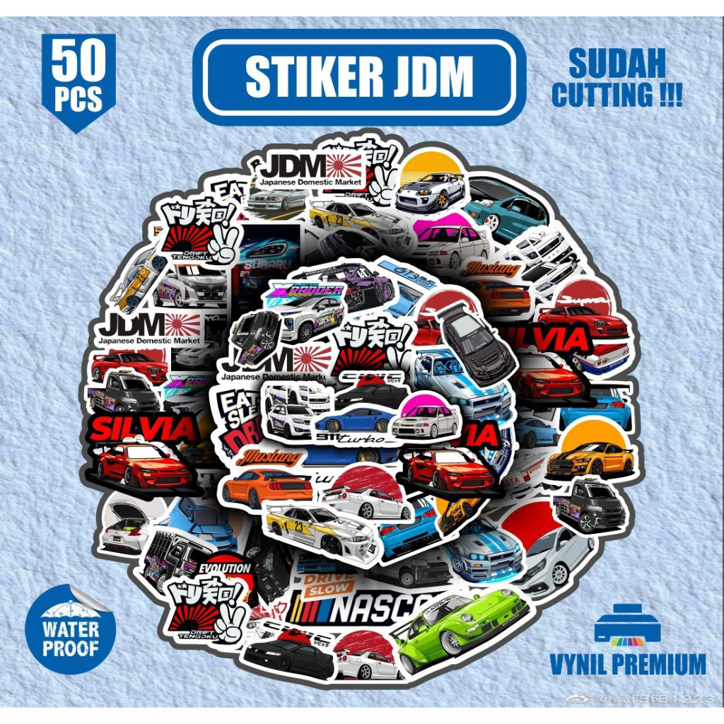 

stiker pack JDM car isi 50pcs sudah cutting tinggal tempel stiker case stiker dekorasi