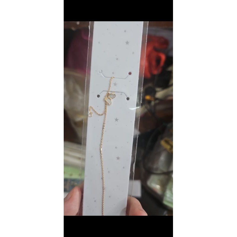 Gelang rantai mata putih emas kuning asli mas 375 37,5% 18 cm 18cm besar