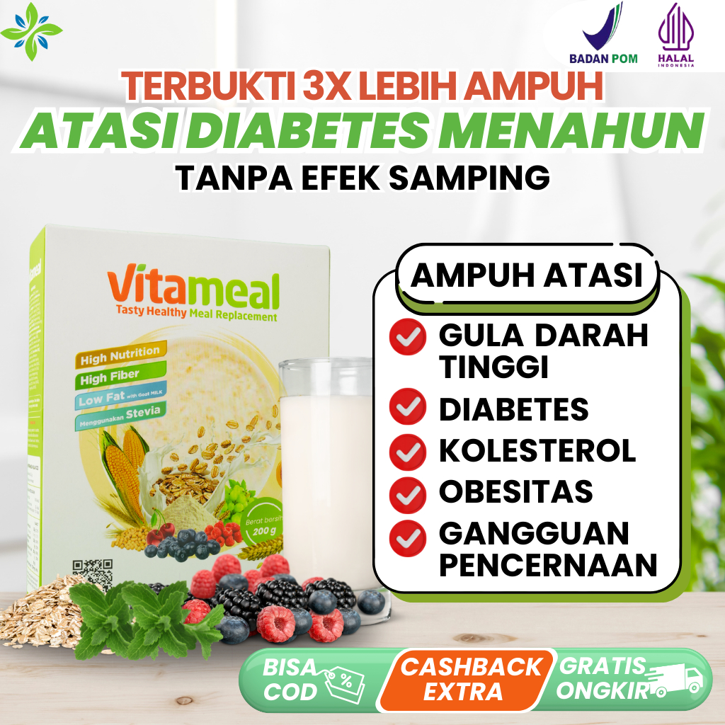 

BESTSELLER VITAMEAL 1 BOX Sereal Sehat Herbal Turunkan Gula Darah Kolesterol Asam Lambung Magh Insulin Pankreas VITAMIL HERBAL
