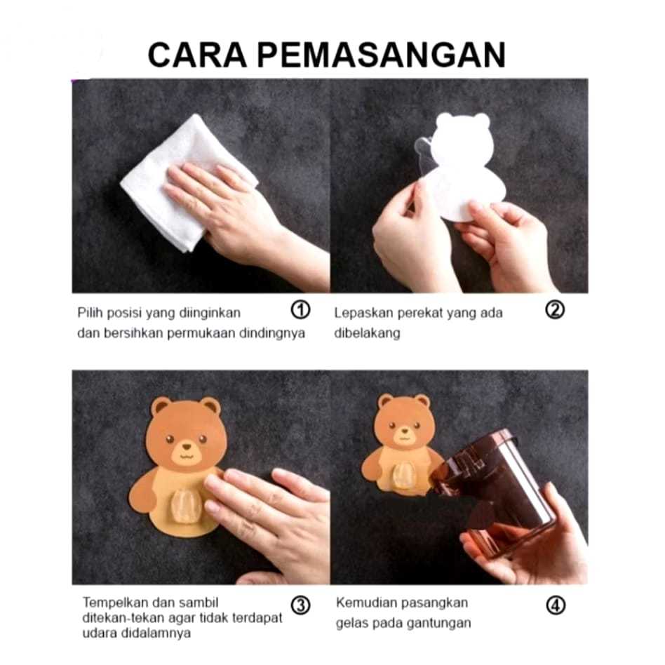 Tempat Sikat Gigi Tempel Tempat Simpat sikat gigi Odol Gelas Penyimpanan sendok Lucu Gantungan Tempe