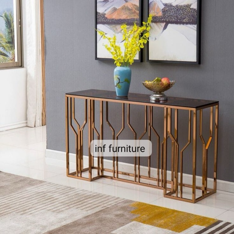 meja konsul stainless meja konsul mewah stainless top marmer meja konsul marmer