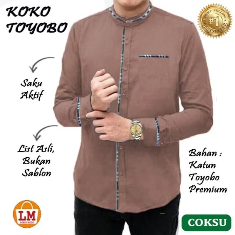 Rama  - Baju kemeja Koko premium toyobo import jumbo M L XL 2XL 3XL lengan tangan panjang lebaran se