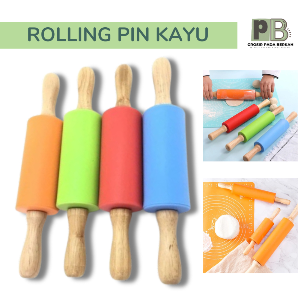 Rolling Pin Gagang Kayu Penggiling Adonan Anti Lengket Adonan Kue Pastri