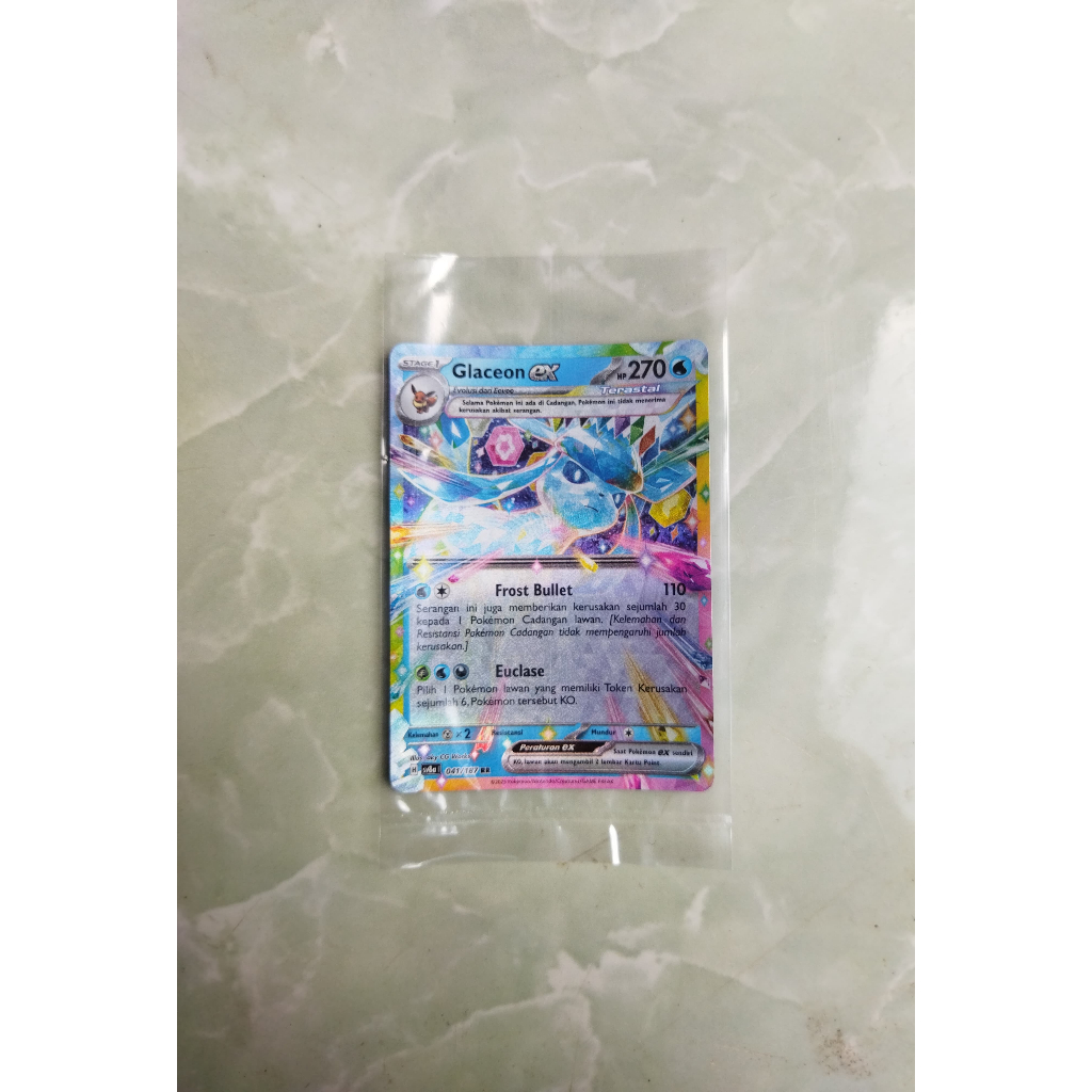 kartu pokemon evee glaceon ex rr tcg