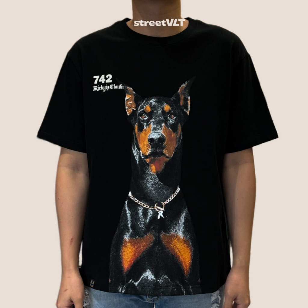 RIC Ricky Is Clown Black Doberman Dog Loyalty Pinscher Black Tee