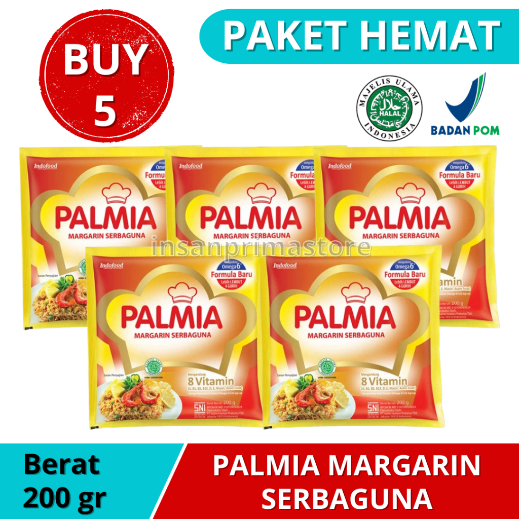 

[ 5 Pack ] PALMIA Margarin Serbaguna 200 gr / Mentega Margarine Butter