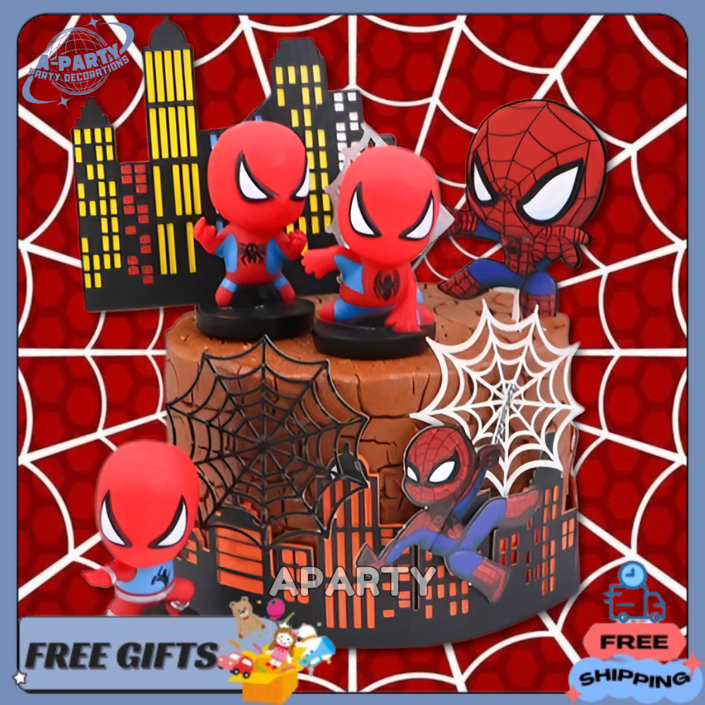 Cake Topper Spiderman Dekorasi Hiasan Kue Ulang Tahun Tema Superhero Karakter Hero Spiderman