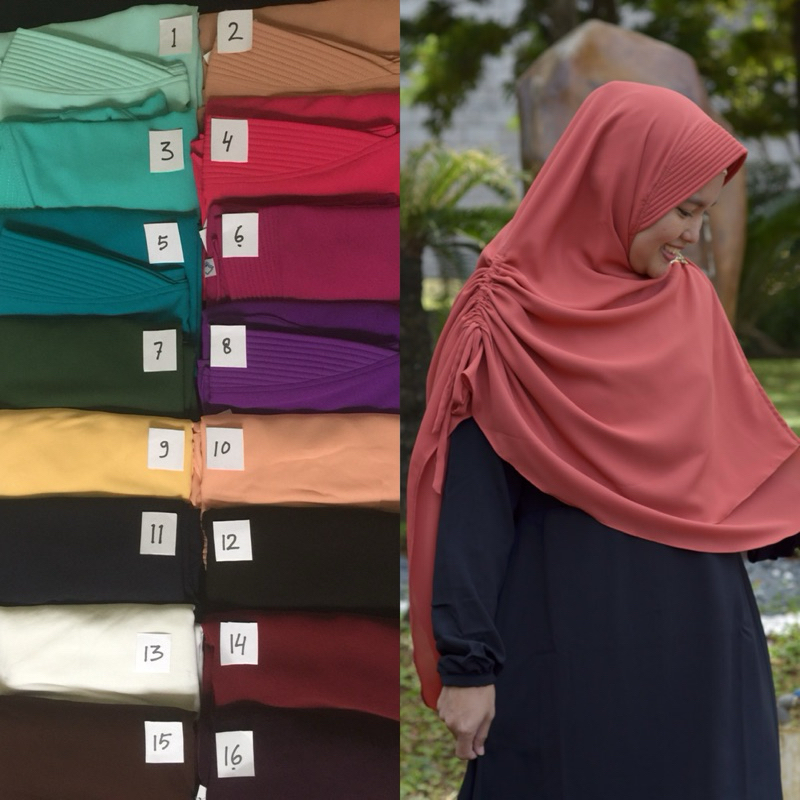 Jilbab Instan/ Hijab Instan Model Tali Serut/ Hijab Jumbo Serut