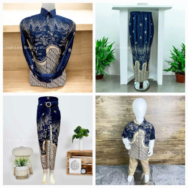Kemeja Batik Kejora Navy Couple Keluarga Terbaru Kekinian Pesta Seragam Kondangan Anak Dewasa Hajat